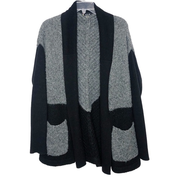 Smartwool Women's Moon Ridge Cardigan Sweater Wrap Gray Black Size Medium - Picture 2 of 13